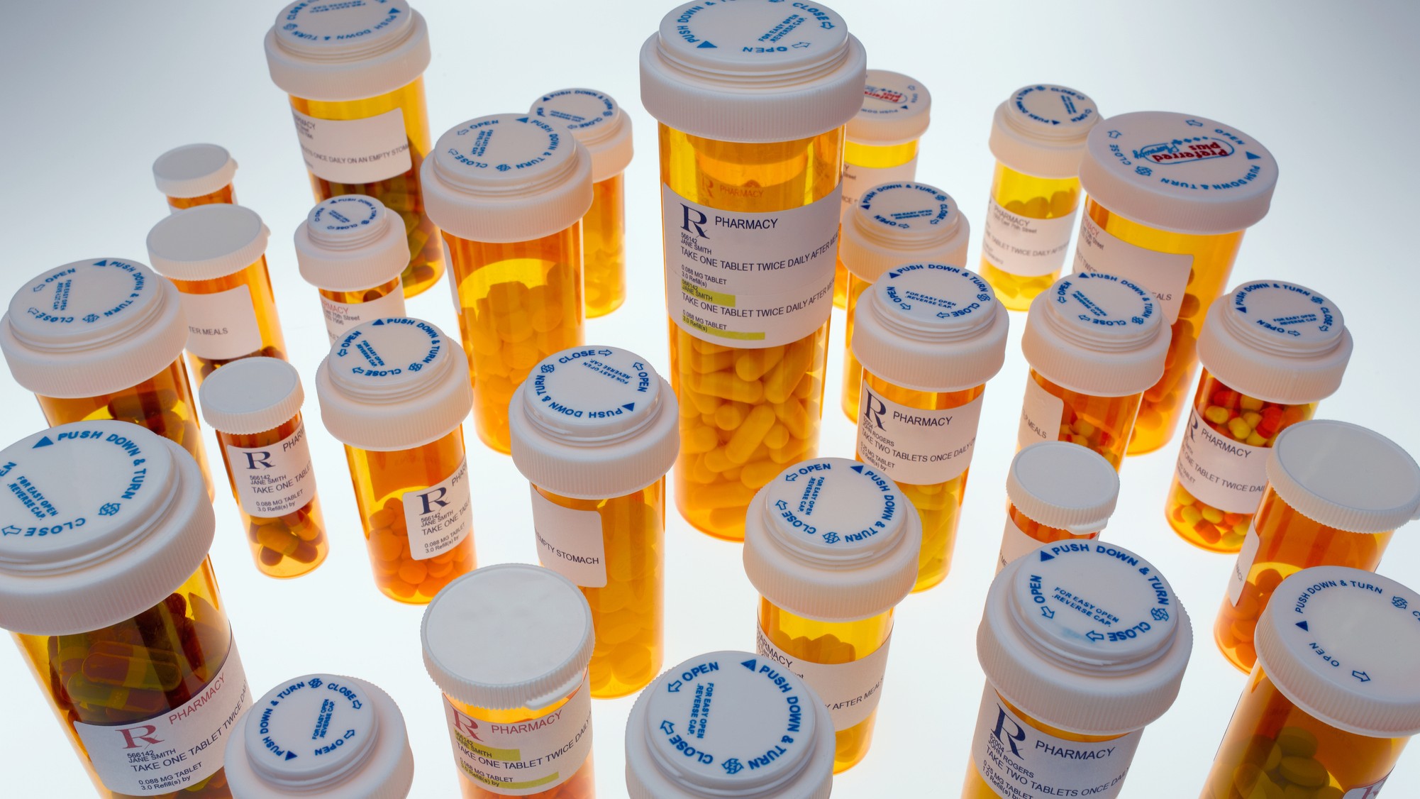 Staggered Pill Bottles