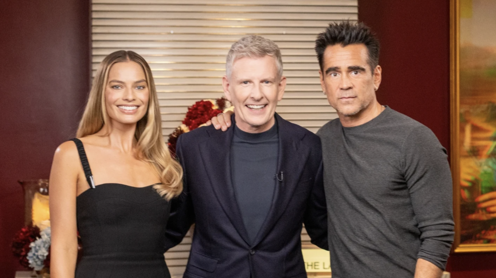 Margot Robbie, Patrick Kielty and Colin Farrell on The Late Late Show