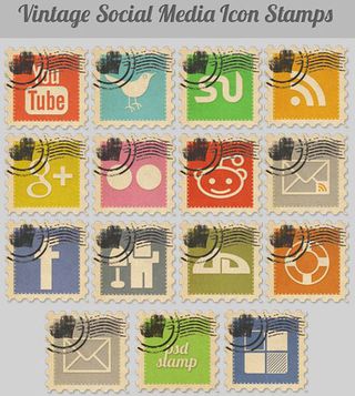 Vintage social media stamps