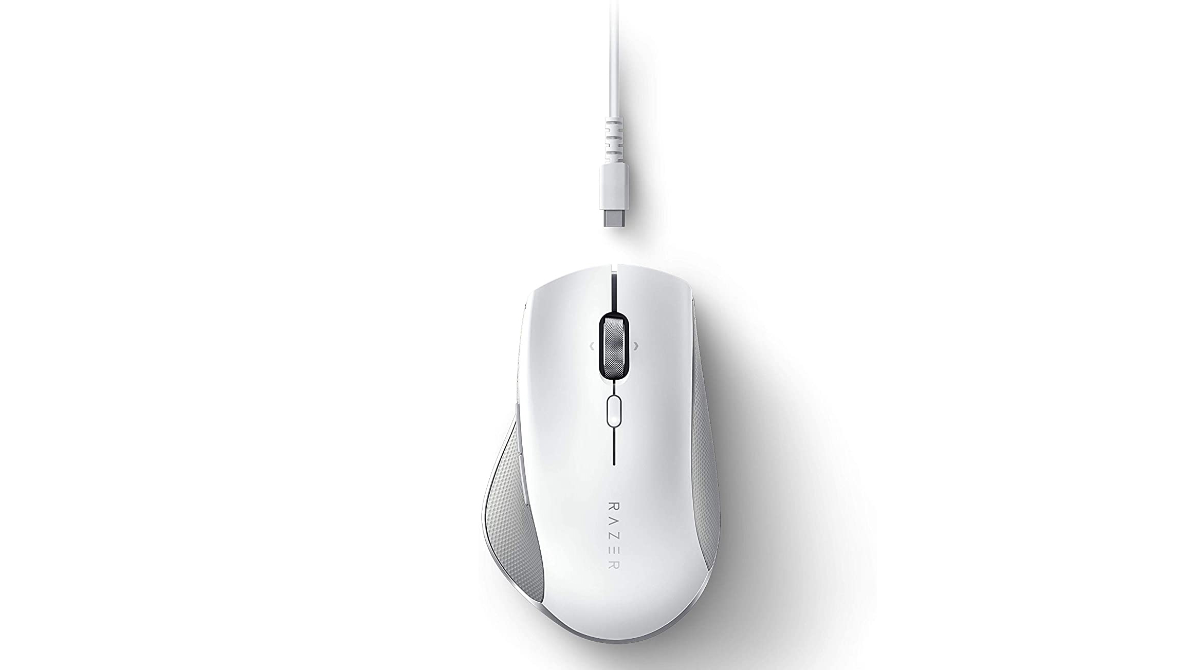 best mouse Razer Pro Click and its detachable cable from above on a white background