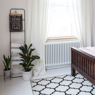 room with white wall and plants