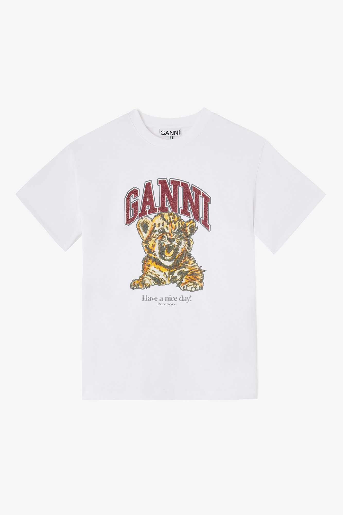 White Beaded Tiger T-Shirt