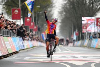 Demi Vollering (SD Worx) celebrates a solo victory at the 2023 Amstel Gold Race Ladies edition