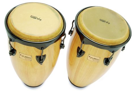 The congas are constructed from aged Siam oak wood.