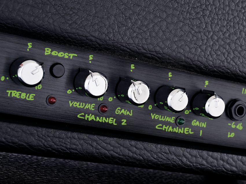 Dimebag might not have had any input in the amp's design, but it's plastered with his signature graphics.