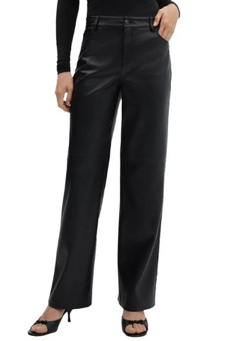 Faux Leather Wide Leg Pants