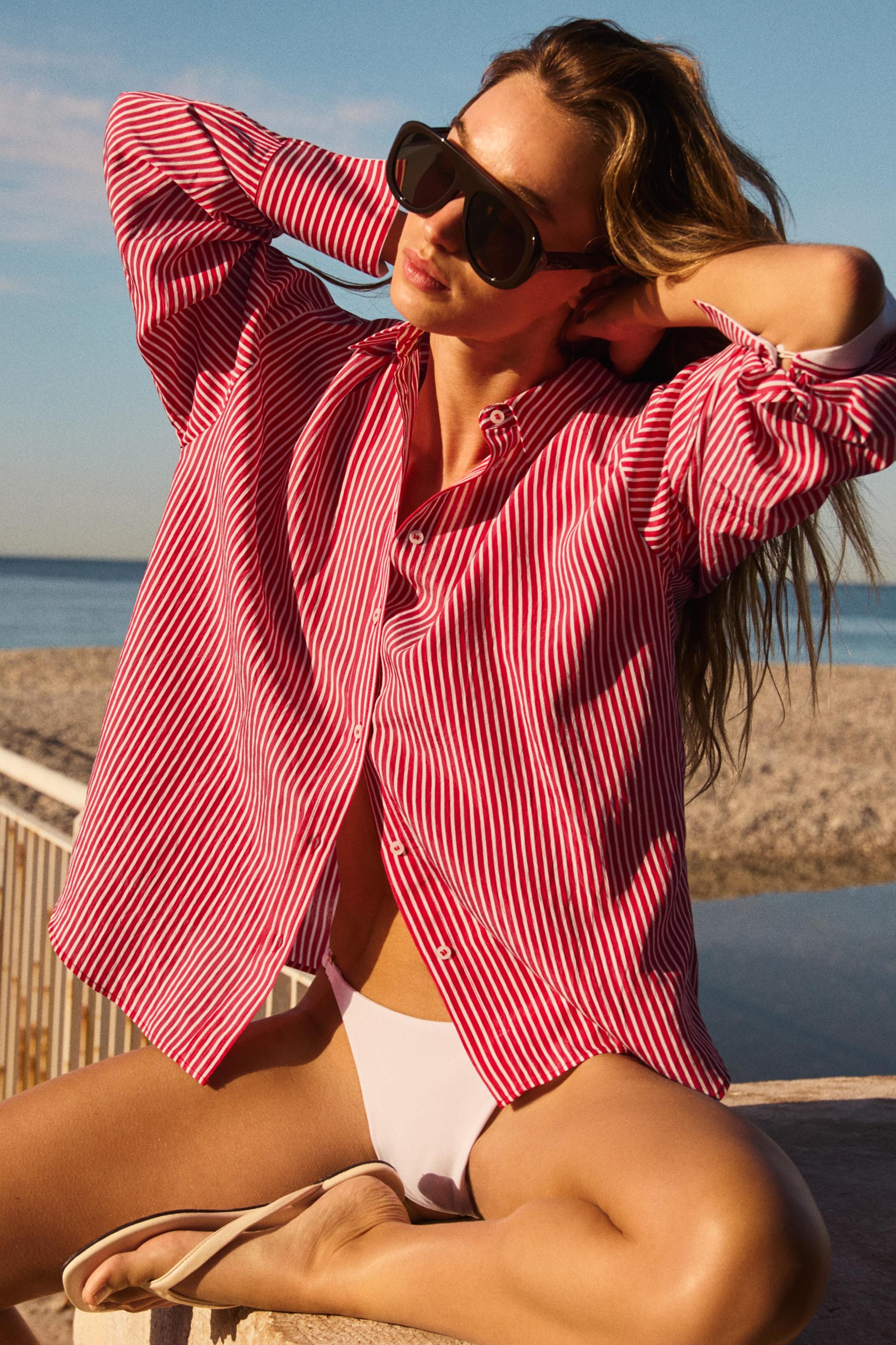 Zara, Striped Shirt with Contrast Cuffs