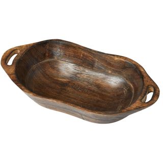 Creative Co-Op Carved Wood Handles, Natural Tray