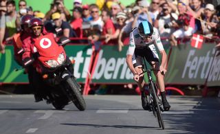 Chris Froome on his way to winning stage 19 at the Vuelta