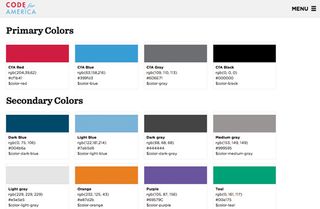 Colour swatches from the site's pattern library