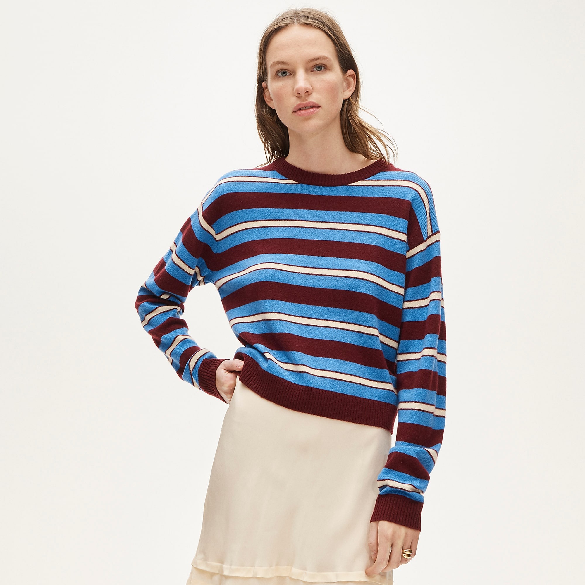J.Crew, Perfect Cashmere Crewneck Sweater in Stripe