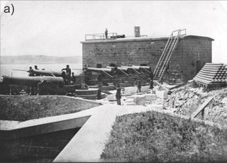 Masonry and fortifications were built on Alcatraz starting in 1853.