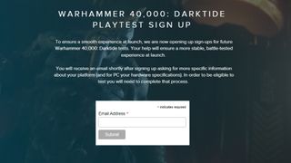 Darktide beta - the beta signup form