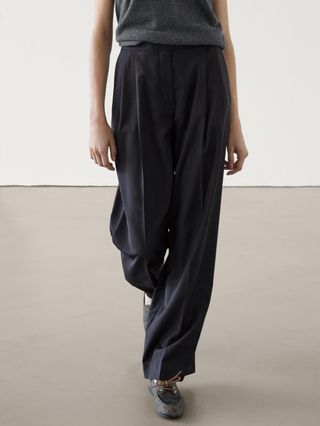 Straight-Leg Trousers With Darts in Cold Wool