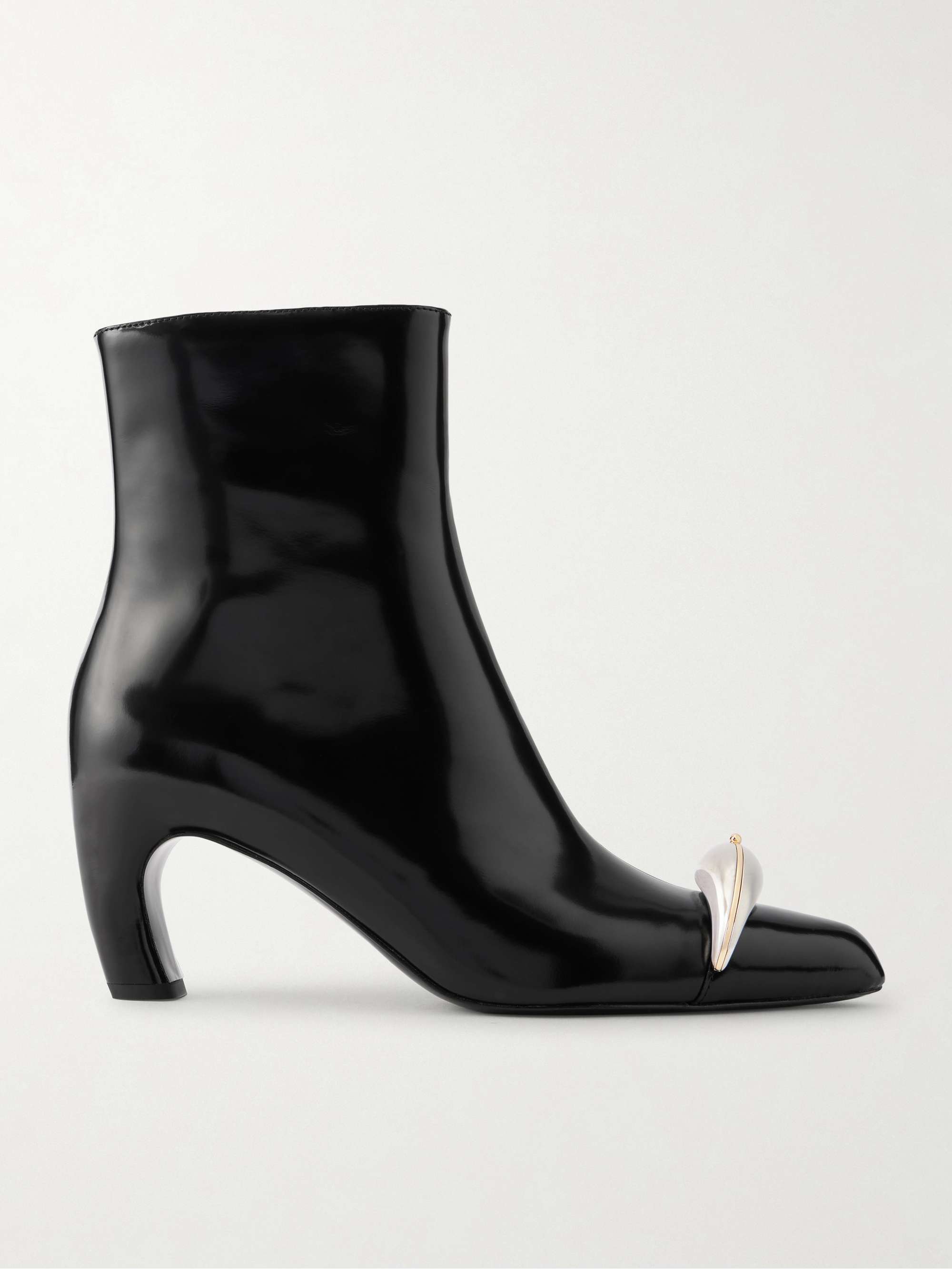 Pierced Xl Embellished Leather Ankle Boots