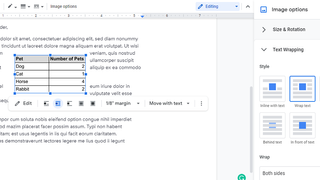 How to Wrap Text Around a Table in Google Docs