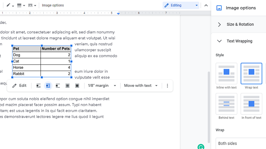 How To Wrap Text In Google Docs