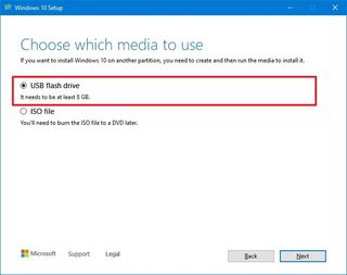 Media Creation Tool USB Flash Drive Option
