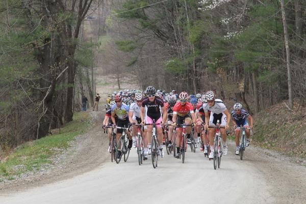 The field gets ready to start one of the many climbs