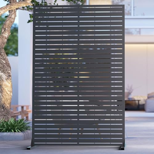 6ft Outdoor Metal Privacy Screen &amp;ndash; Decorative Privacy Fence and Room/garden Divider, Weather-Resistant Freestanding Panel With Stand, Durable Steel for Patio, Garden, Balcony, or Backyard