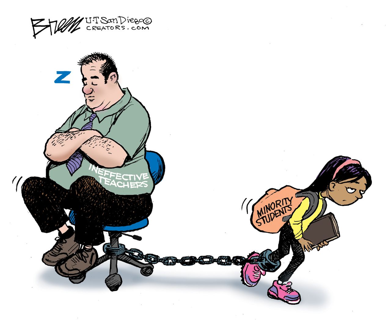 Editorial cartoon U.S. teachers minority students