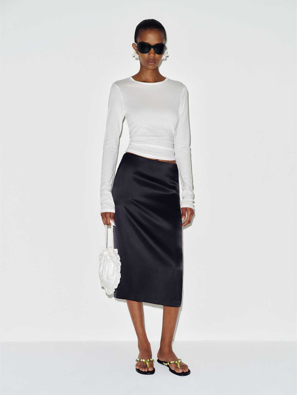 Helen Low Waist Silk Midi Skirt