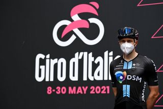 ALPE DI MERA VALSESIA ITALY MAY 28 Max Kanter of Germany and Team DSM at start during the 104th Giro dItalia 2021 Stage 19 a 166km stage from Abbiategrasso to Alpe di Mera Valsesia 1531m Mask Covid safety measures Team Presentation Stage modified due to the tragic events on May the 23rd 2021 that involved the Mottarone Cableway UCIworldtour girodiitalia Giro on May 28 2021 in Alpe di Mera Valsesia Italy Photo by Stuart FranklinGetty Images