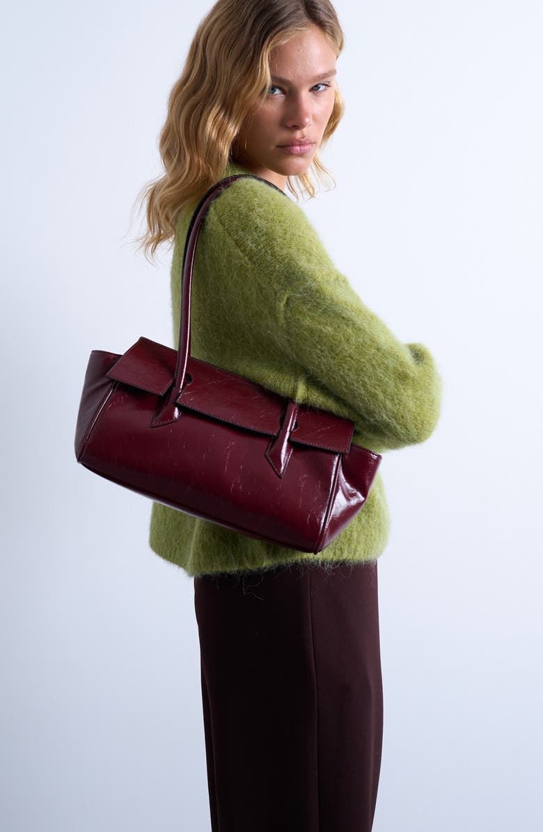 Faux Leather Flap Shoulder Bag