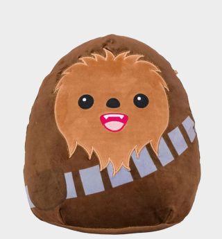 Squishmallows Chewbacca on a plain background