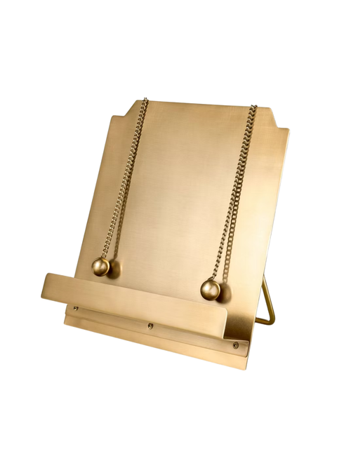 Brass Cookbook Holder With Weighted Chains