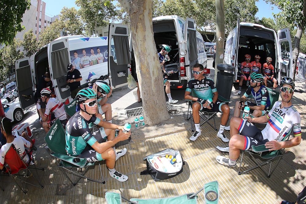There's no bus for Peter Sagan and his Bora-Hansgrohe teammates in San Juan
