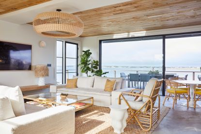 Beach House living room with large windows
