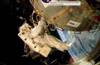 Astronaut Installing Fungi Experiment on Space Station