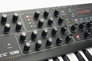 The Prophet '08's silver-topped dials are reminiscent of the Prophet 5's