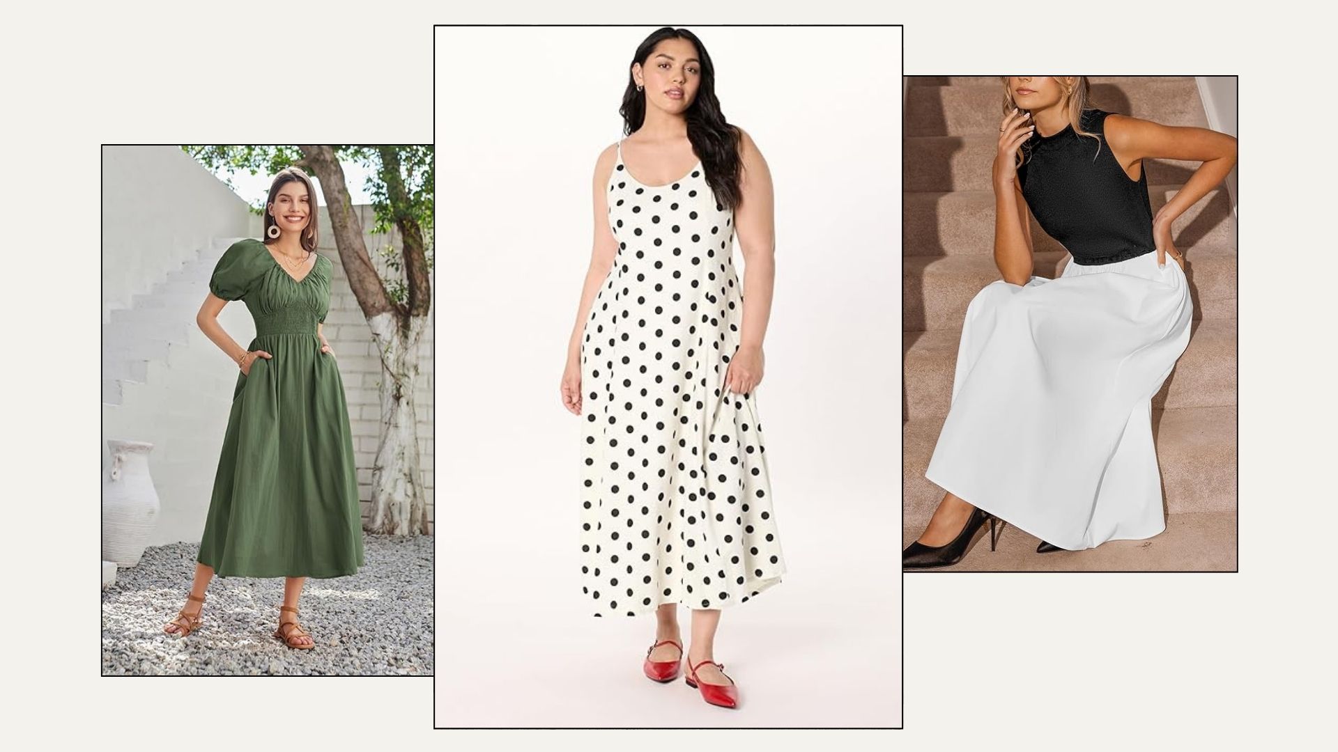 Three women wear Amazon dresses