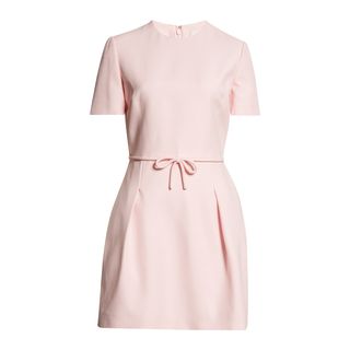 Valentino Garavani Bow Detail Pleated Crepe Couture Minidress