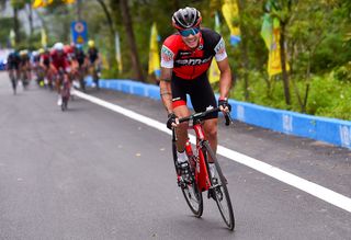 Nicolas Roche on the attack near the end of stage 4 at the Tour of Guangxi