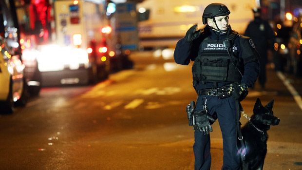 A police officer at the shooting scene in New York