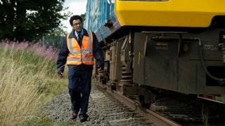 Andy Fisher (Adeel Akhtar) checks his train in Sherwood