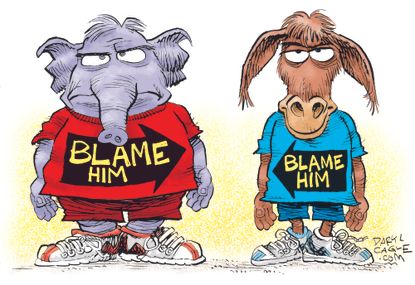 Political cartoon U.S. government shutdown blame