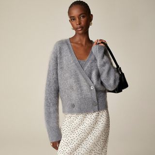 J.Crew, Brushed Cashmere Double-Breasted Cardigan Sweater