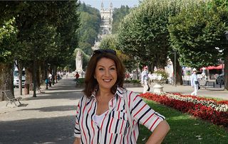 Jane McDonald. Jane enjoys a stroll through the town of Lamego. Lamego, Portugal