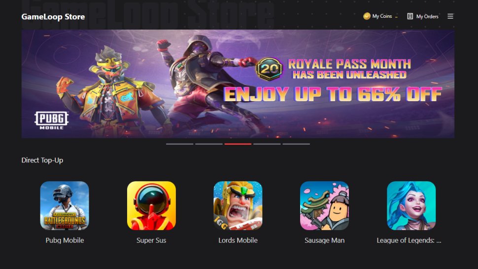 Website screenshot of GameLoop (March, 2026)