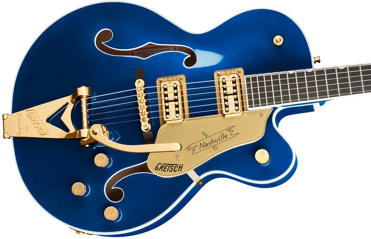 Gretsch G6120TG Players Edition Nashville Hollow Body with String-Thru Bigsby Gold Hardware Azure Metallic