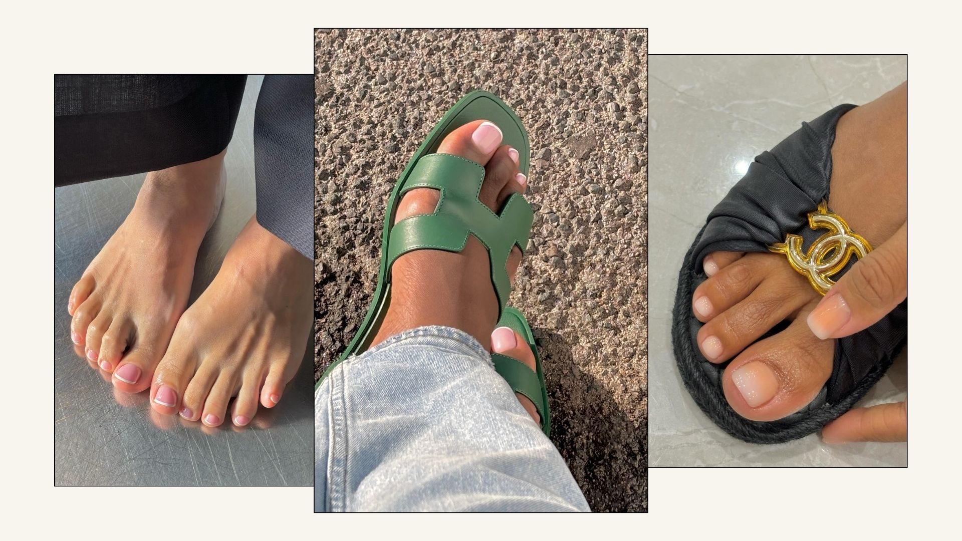 French Pedicure collage