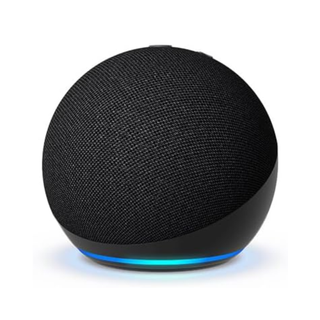 A black Amazon Echo smart speaker