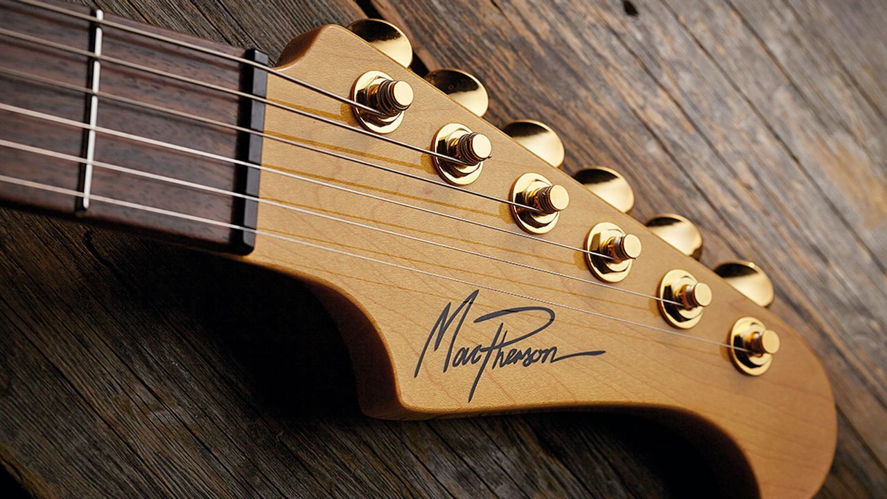 The headstock is back-angled 3.5 degrees, so in combination with those tuners there's no need for string trees. Truss rod access is vintage-style at the body end of the neck