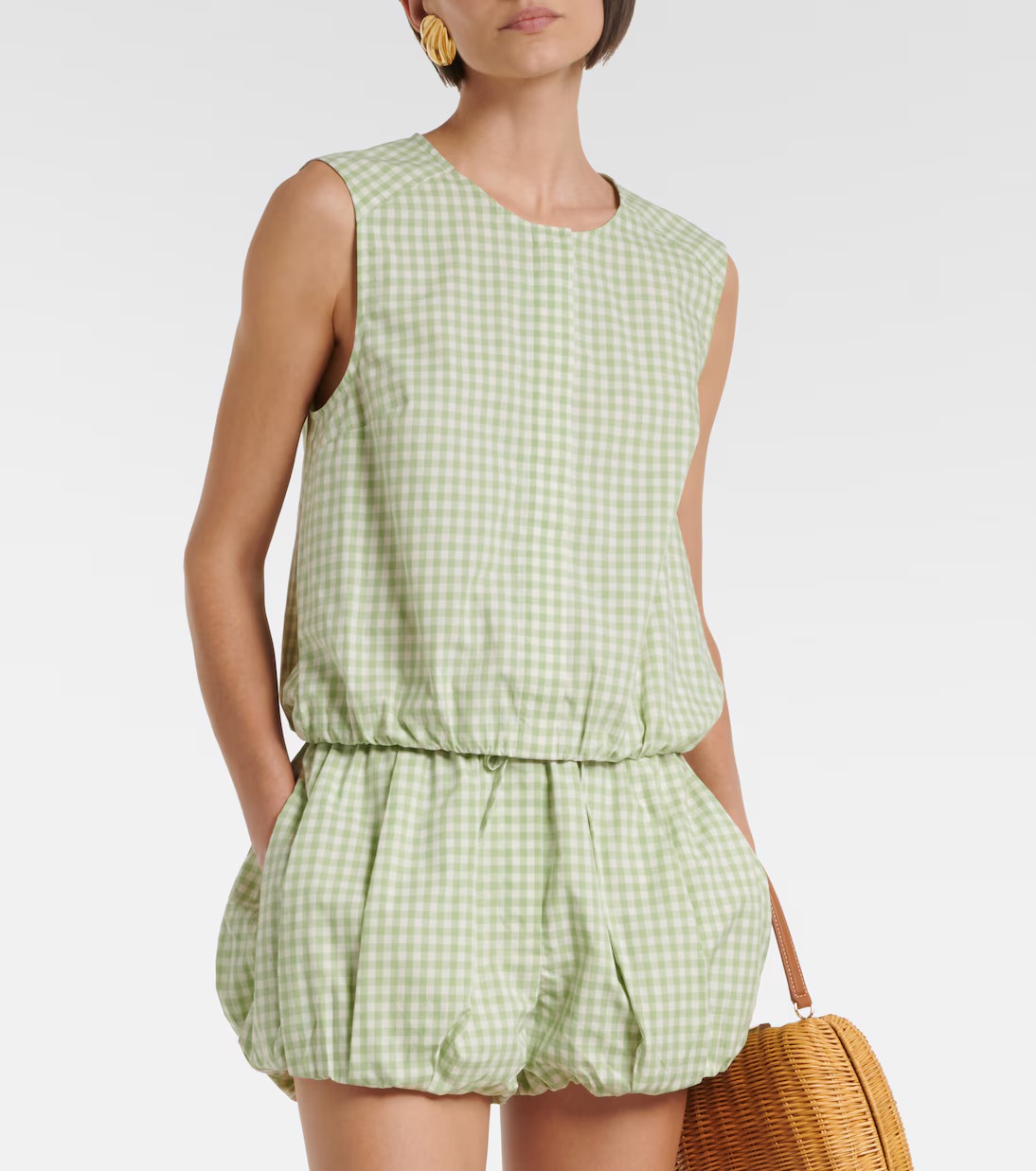 Simkhai, Gingham Cotton-Blend Top