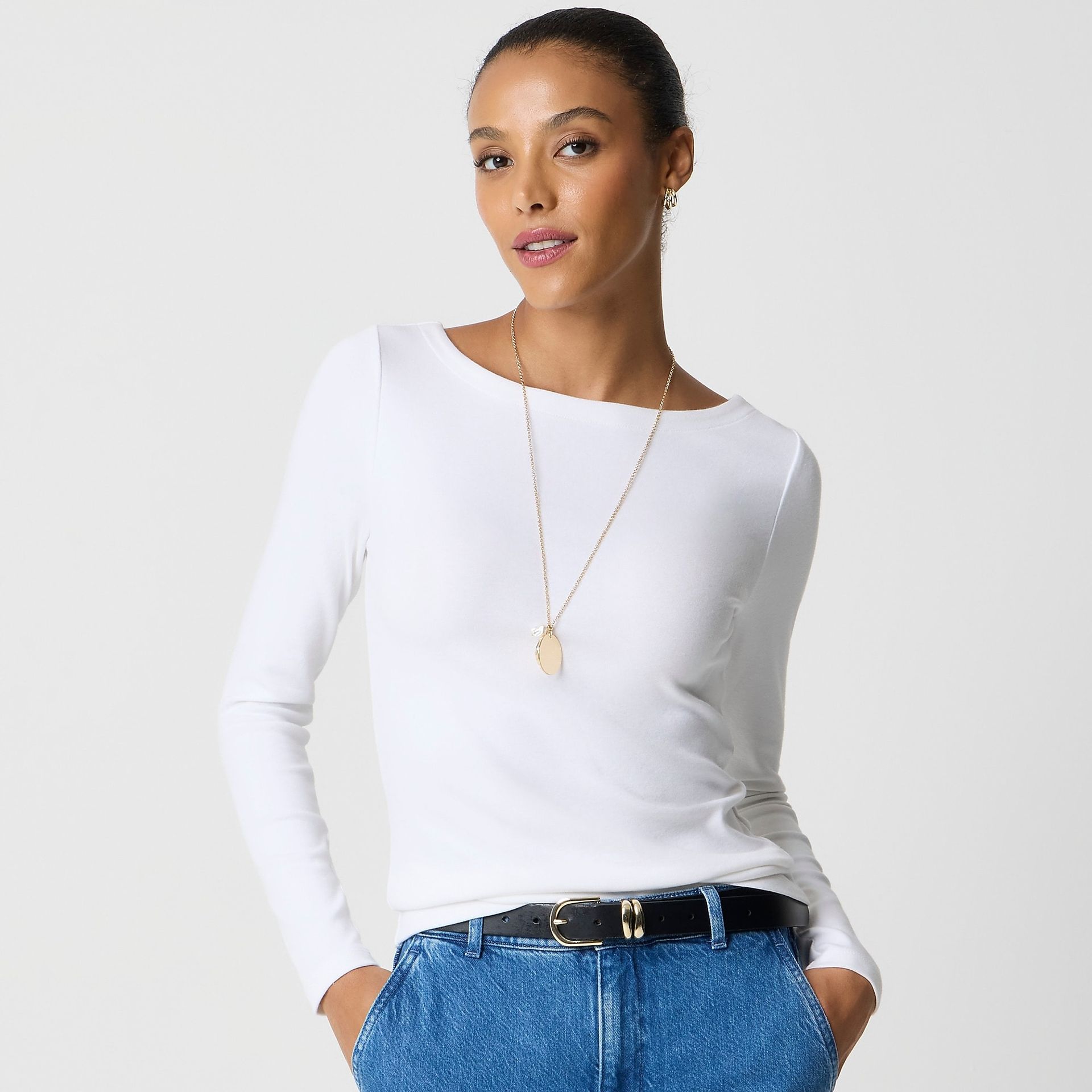 Long-Sleeve Boatneck Everyday Tee
