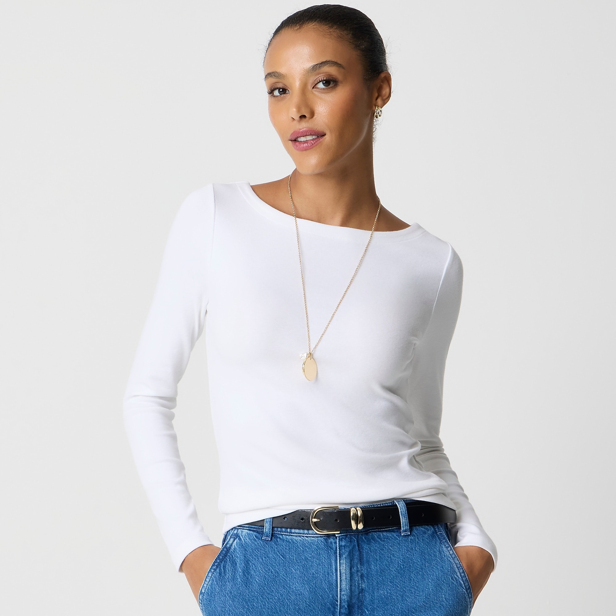 Long-Sleeve Boatneck Everyday Tee